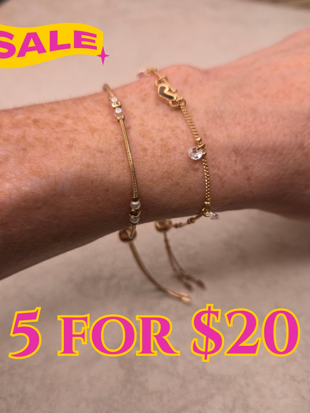 Gold Tone Adjustable Bracelet Set of 2 | 5 for $20 Jewelry Sale